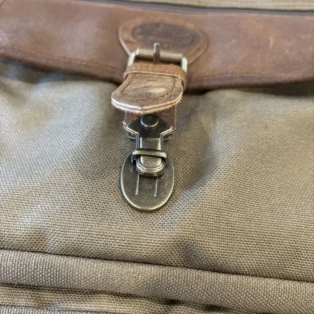 Vtg 90s Eddie Bauer Legacy Leather Canvas Backpack Olive Green Gorpcore